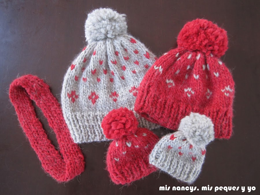mis nancys, mis peques y yo, conjunto gorros de lana para niñas y su nancy, tutorial
