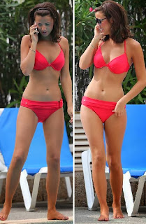 Lucy Mecklenburgh relaxes by a Red Bikini at London