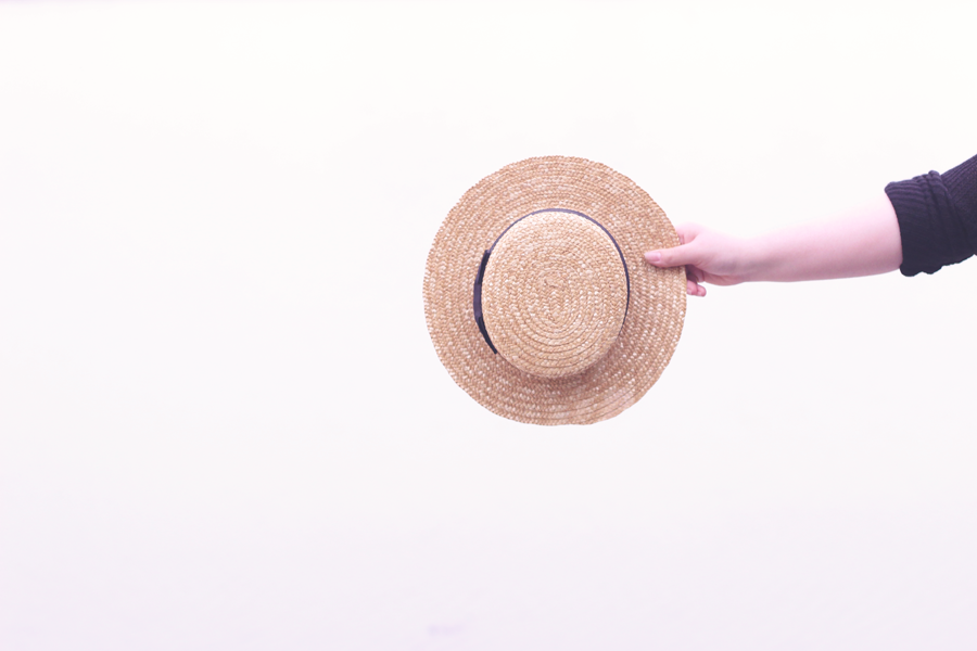 beach, straw hat, boater hat, outfit