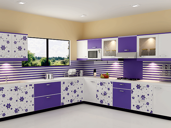 Purple Modular Kitchen Home Decorating Ideas Interior Design
