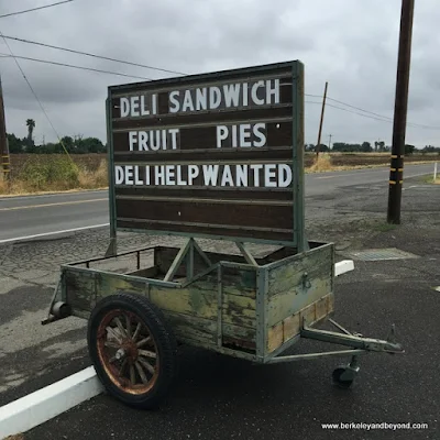 roadside sign at Manas Ranch Meat Market in Esparto, Capay Valley, California
