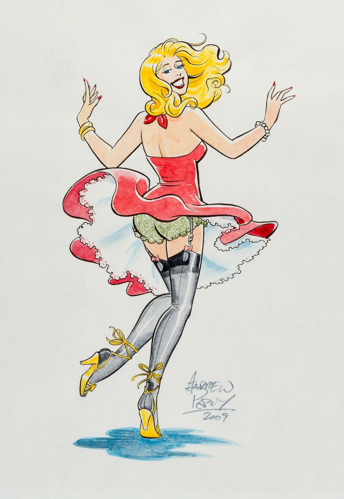 Blonde In Red Dress By Andrew Pepoy Pin Up And Cartoon Girls Art