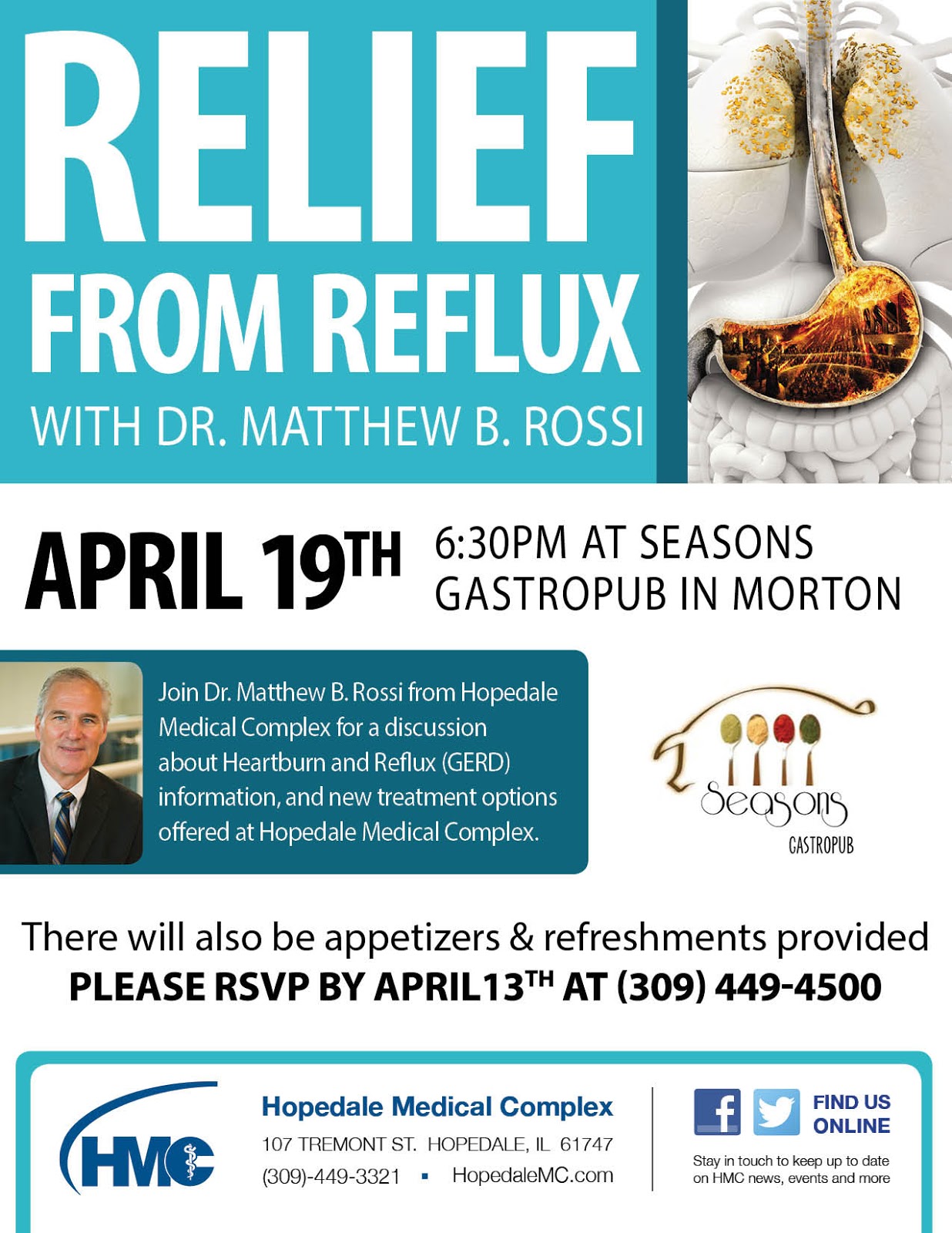 pekin area chamber of commerce march 2018 informational flyer about gerd