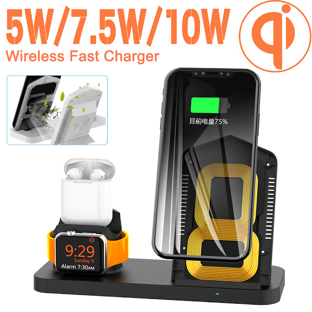 3 in 1 Qi Wireless Fast Charger Stand + Cooling Fan For iPhone Apple Watch Airpods 3 in 1 Qi Wireless Fast Charger Stand + Cooling Fan For iPhone Apple Watch Airpods