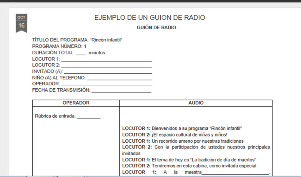 ESPAÑOL.SECUNDARIA.FED.6.CRT: GUION DE RADIO 2°A FED.6