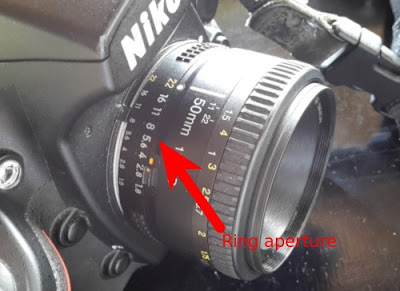 ring aperture manual pada lensa Nikon AF 50mm f/1.8D