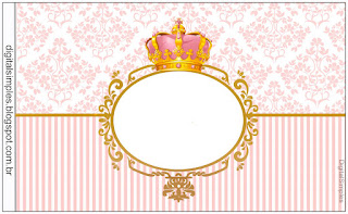 Golden Crown in Pink Free Printable Labels.