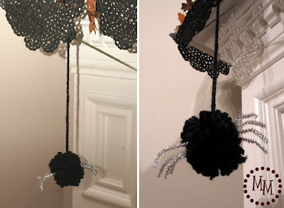 Spider Web Doily Bunting pom pom spider