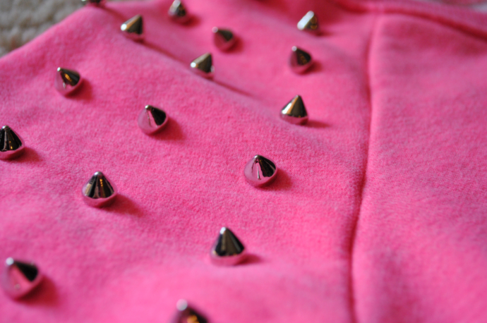 sheinside pink studded sweatshirt, studs