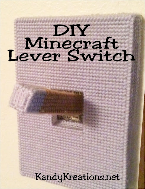 Make your own DIY Minecraft lever switch to cover your light switch at home.  Add this easy switch to make a perfect Minecraft bedroom for your favorite builder using plastic canvas and this free pattern.