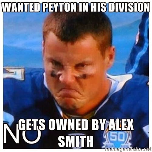wanted peyton in his division gets owned by alex smith