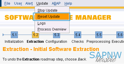 Resetting SAP Upgrade