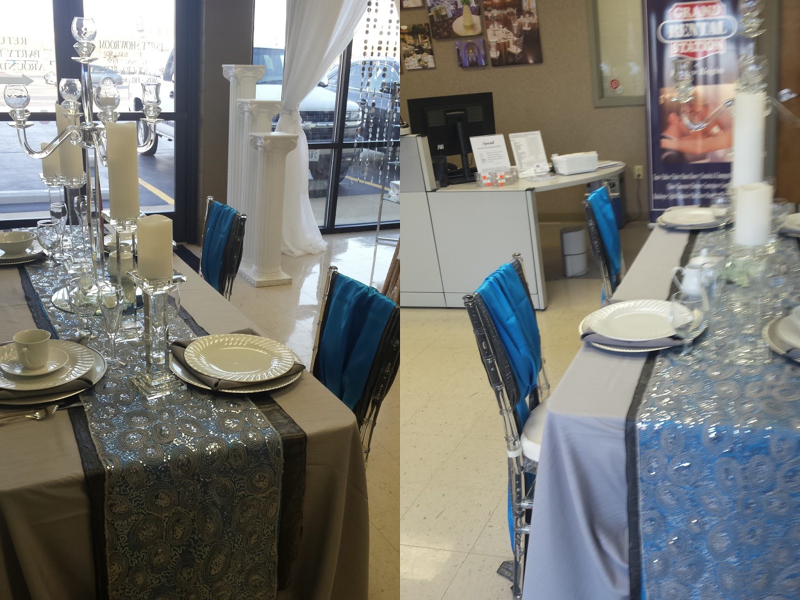 Grand Rental Station Fairview Heights IL Silver and Cobalt Table