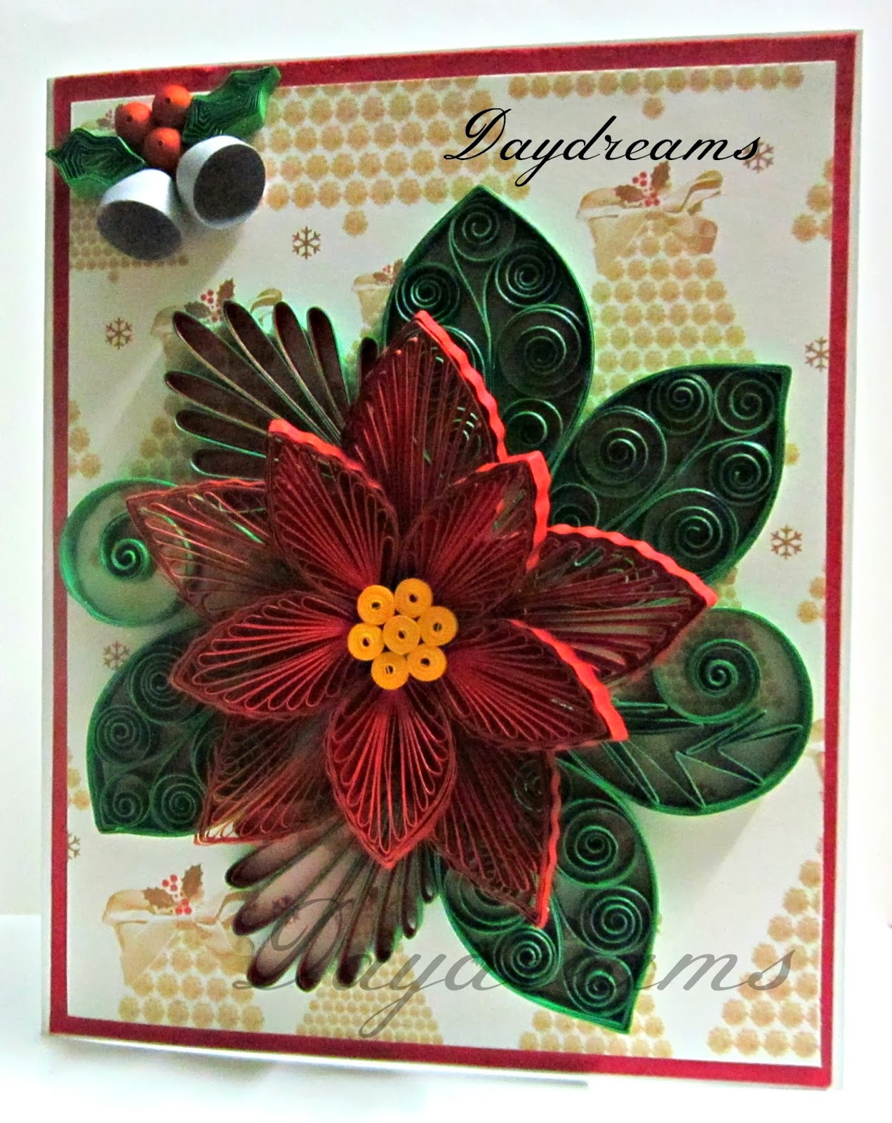 daydreams quilled poinsettia christmas card