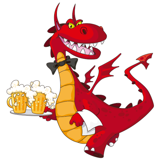 Dragón sirviendo cerveza