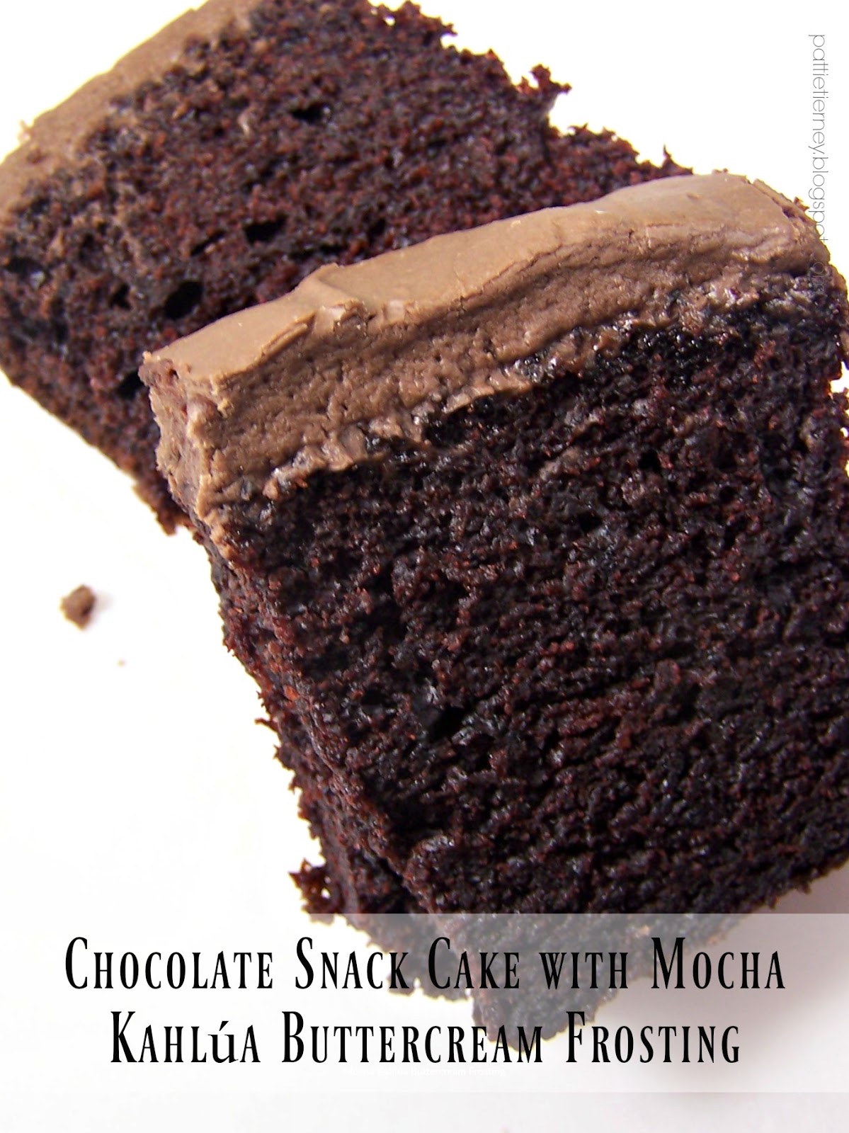 OllaPodrida Chocolate Snack Cake with Mocha Kahlúa Buttercream Frosting