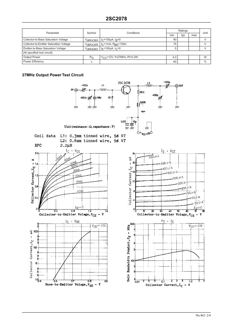 2SC2078 NPN Transistor Datasheet
