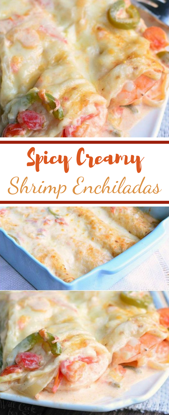 Spicy Creamy Shrimp Enchiladas #seafood #shrimp