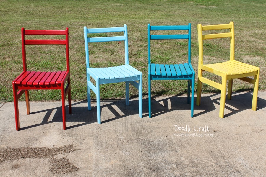 Colorful Wooden Chairs Redone!