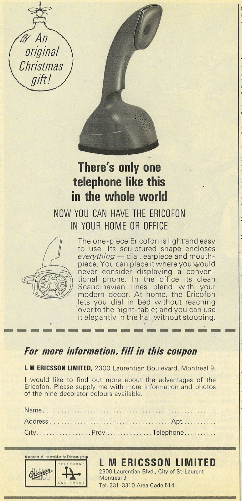 Vintage ads for Ericofon one piece rotary dial telephone  1950s 1970s - 19