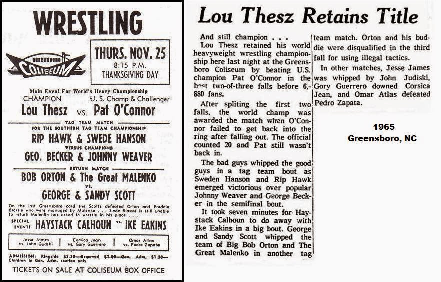All Star Championship Wrestling November 25, 1965 in Greensboro, NC