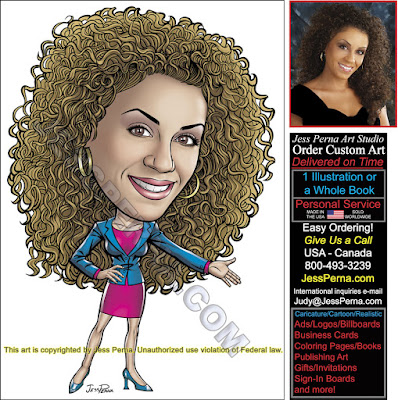 Real Estate Agent Wearing Skirt Suit Caricature Ad Art
