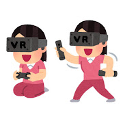 VRゲームをプレイする人のイラスト（女性）