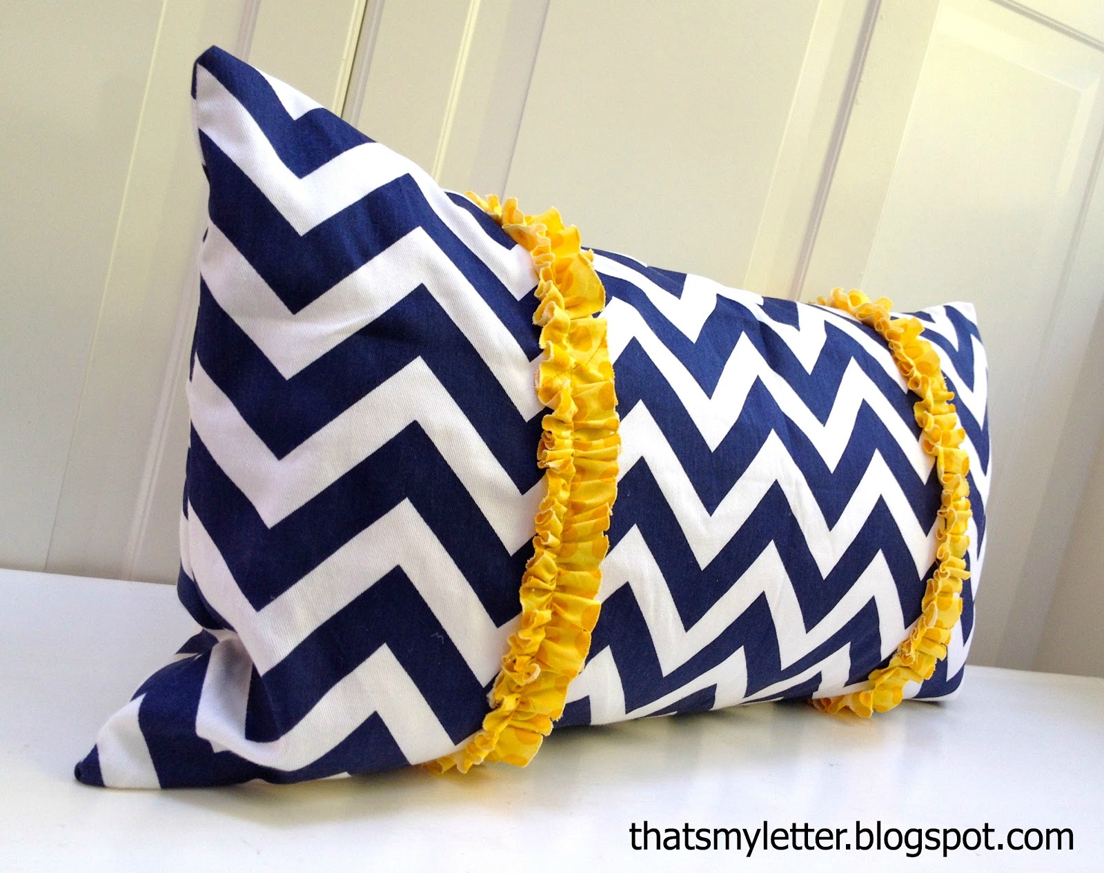 Diy Ruffle Trimmed Chevron Pillow Jaime Costiglio