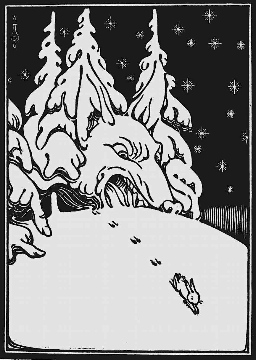 Artzybasheff Artzybasheff, rabbit fleeing wolf