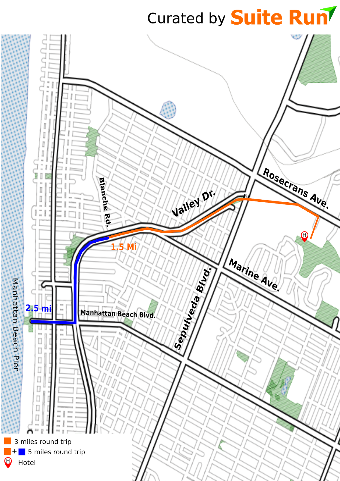 Rosecrans Blvd. to beach trail Manhattan Beach