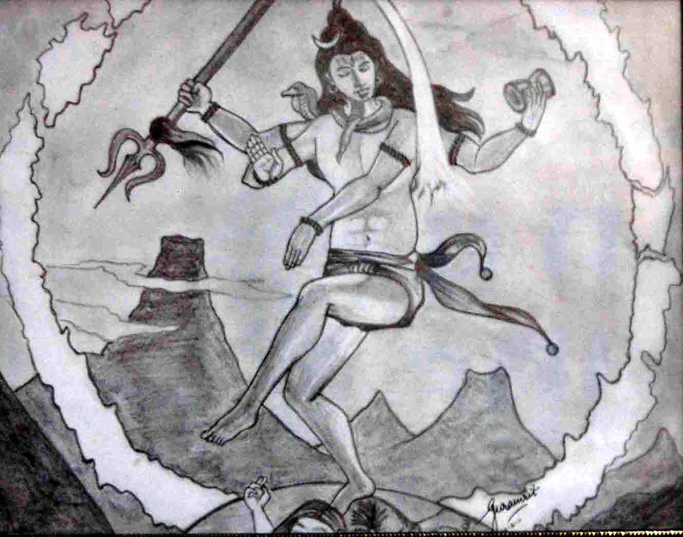 Art on Sketchbook - by Megha Chhatbar: Graphite Pencil Sketch: Lord Shiva