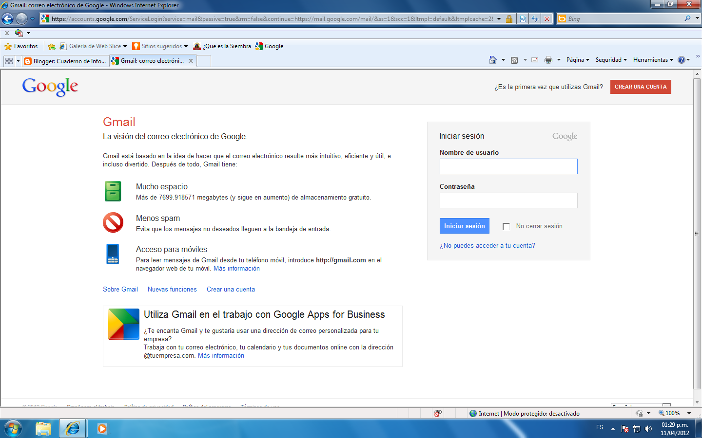 crear gmail com