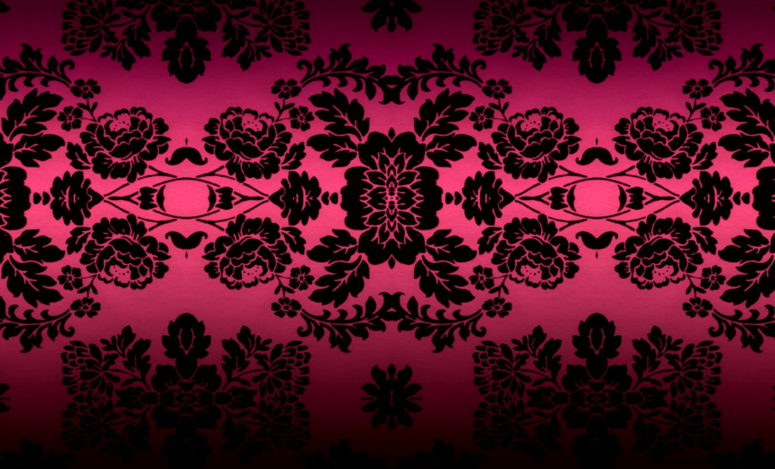 Pink and Black Damask Desktop