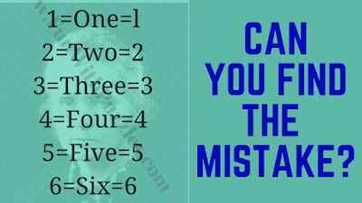 1=One=l, 2=Two=2, 3=Three=3, 4=Four=4, 5=Five=5, 6=Six=6. Can you find the mistake?