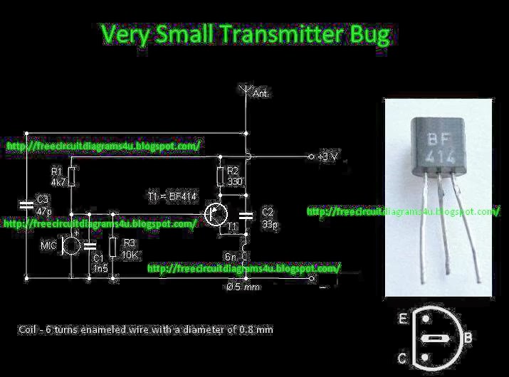 FREE CIRCUIT DIAGRAMS 4U: Very simple FM Transmitter Bug