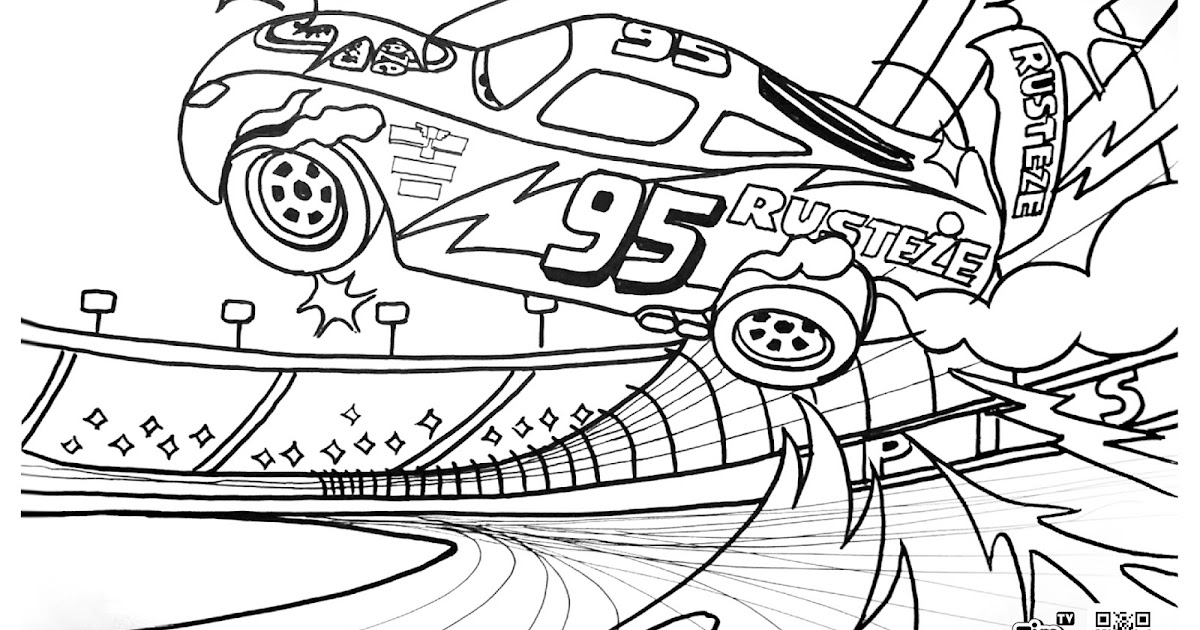 TIM TIM TV Coloring Page Lightning McQueen Crash Scene TIM TIM TV Coloring Page Lightning McQueen Crash Scene