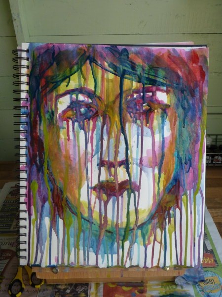Whoopidooings: Carmen Wing -  "Abstract" Grunge Portrait in Acrylic