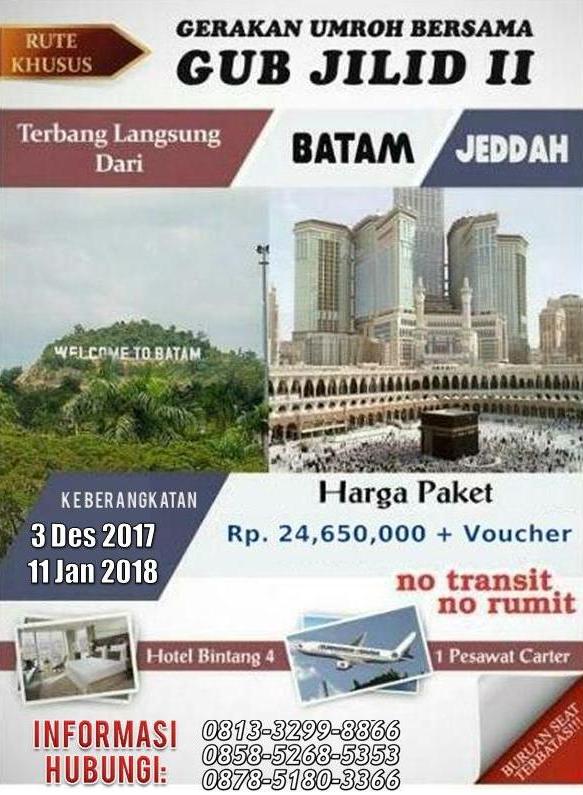 Biaya dan Jadwal Umroh Start Batam Arminareka Perdana 2018
