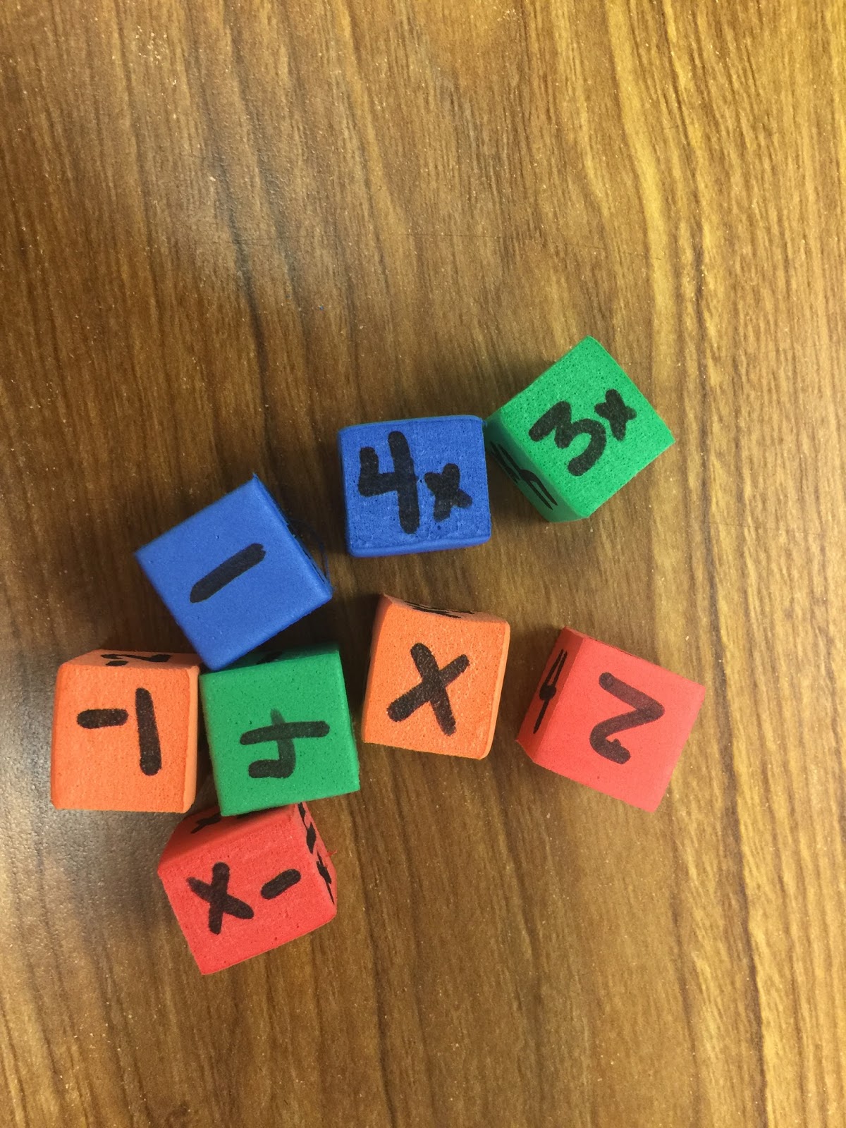 My Math Imagination Foam Cubes for Combining Like Terms?