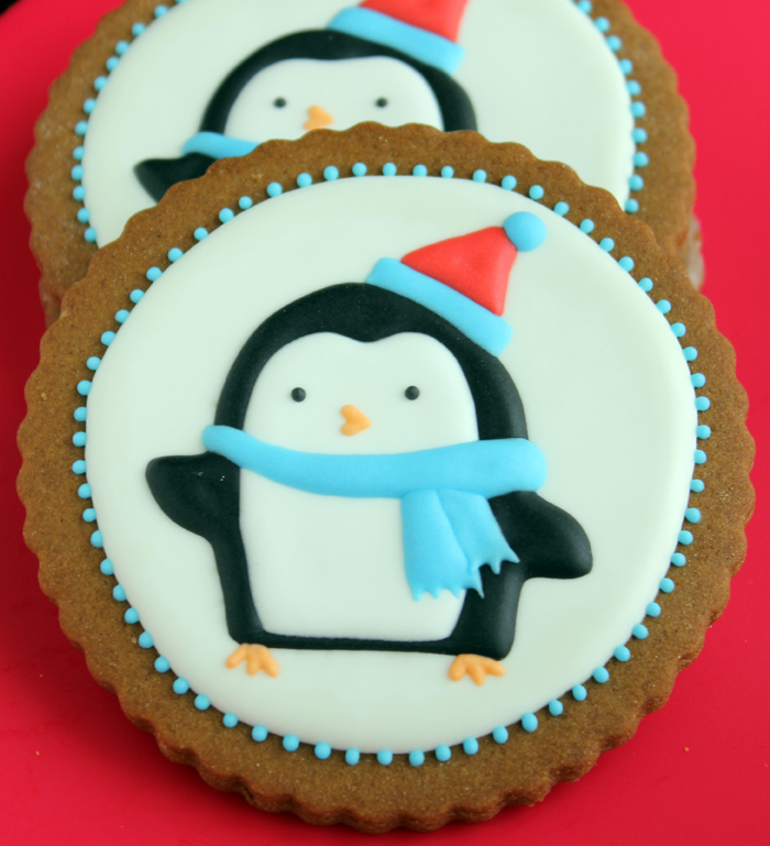 Penguins on a Cookie Christmas Cookie Tutorial Gwen's Kitchen Creations