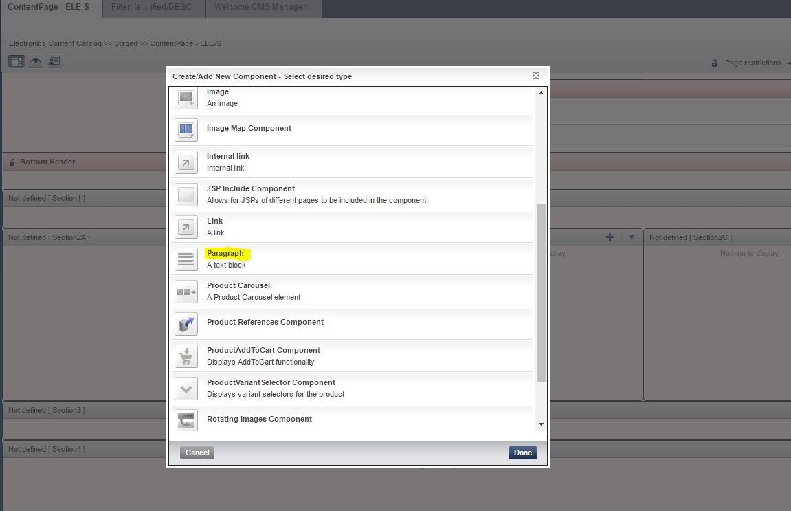 Creating New Page through CMS cockpit in Hybris 2017