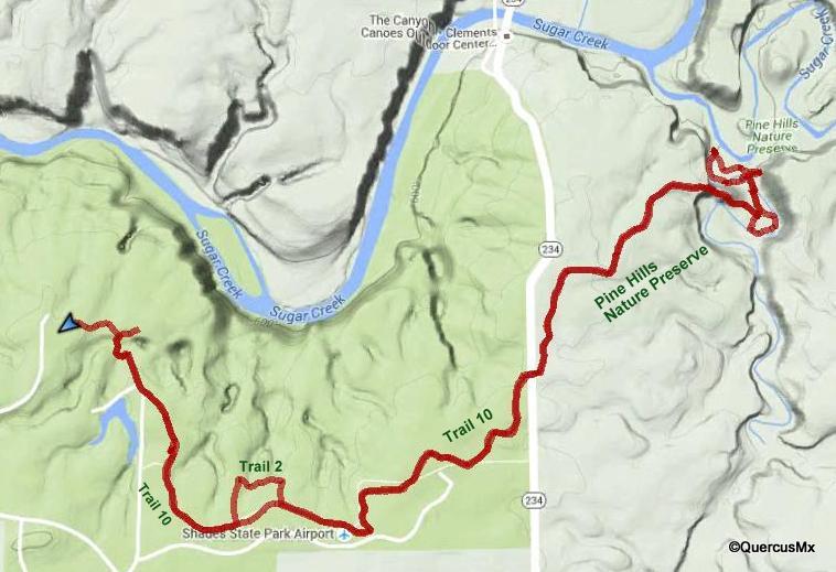 Lost Hikers Shades State Park Mapeando Trail 10