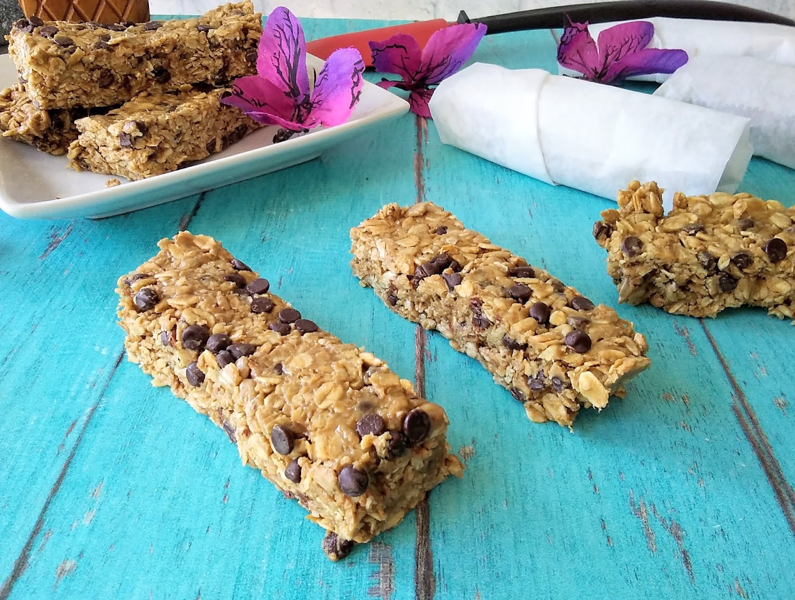 Easy No Bake Dairy Free Peanut Butter Chocolate Granola Bars