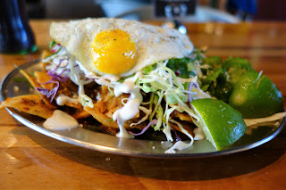 Chilaquiles with organic fried egg