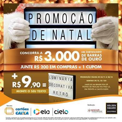 Golden Square Shopping amplia o horário de funcionamento em dezembro