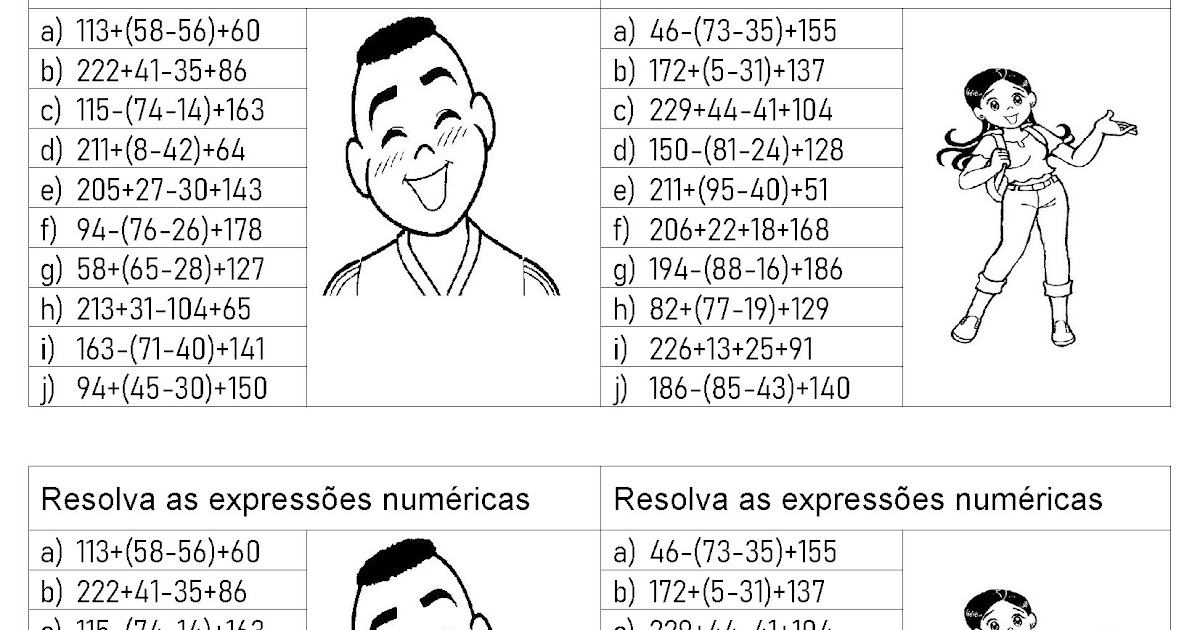 Pedagogas da paz: Lista de Continha Expressão numérica 4º e 5º ano