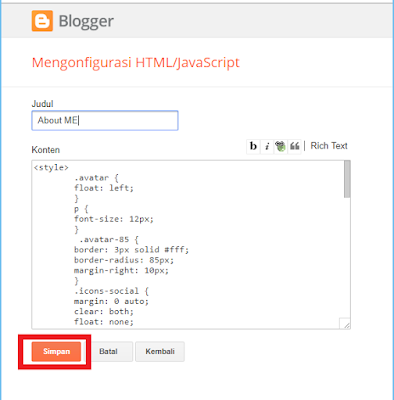 [Script Code] Membuat Widget Cuplikan Profil dan Text Pada Blogspot 