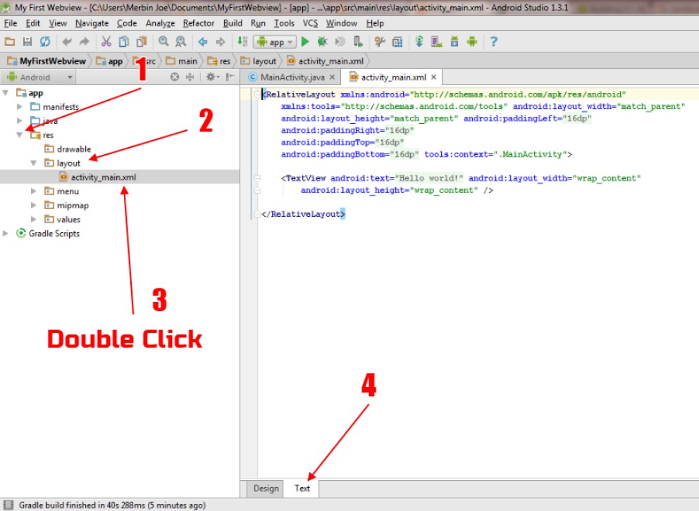 Create first webview in android studio