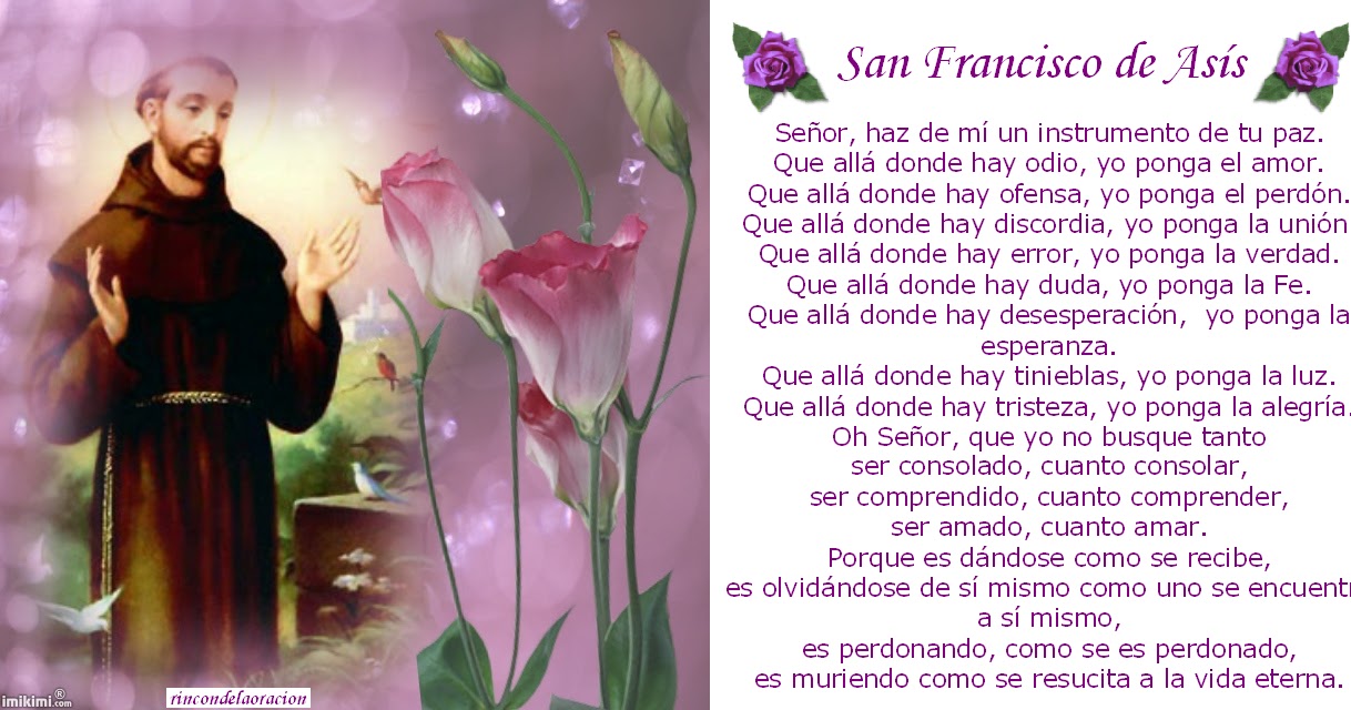 Rincón de la Oración Estampas Oraciones de San Francisco de Asís Rincón de la Oración Estampas Oraciones de San Francisco de Asís