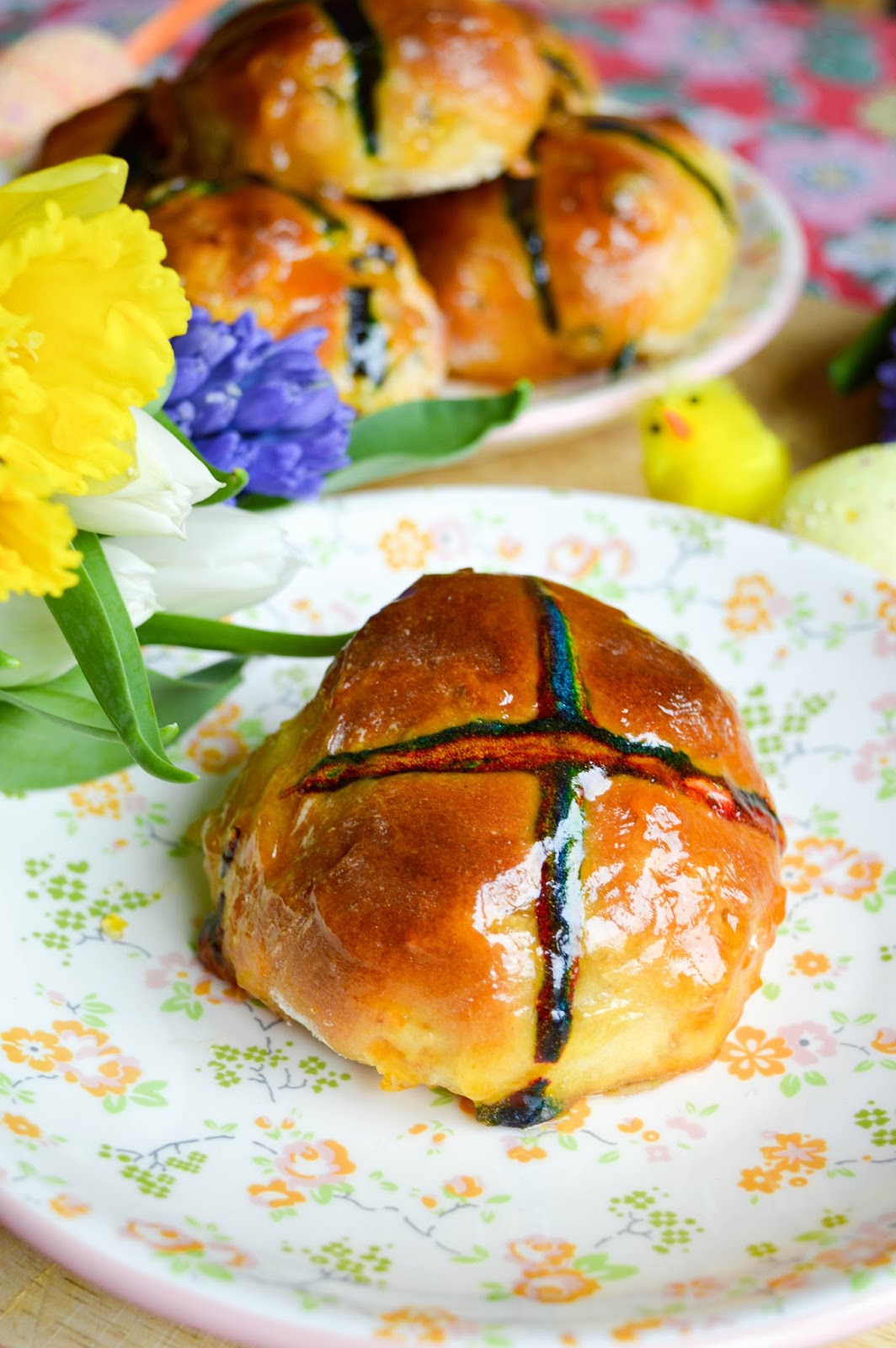 Homemade 'Rainbow Crosses' Hot Cross Buns ♥ Dolly Dowsie